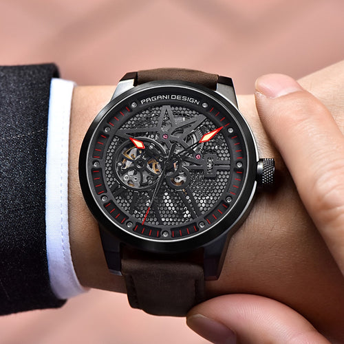 Fashion Luxury Brand Pagani Leather Tourbillon Automatic Watch